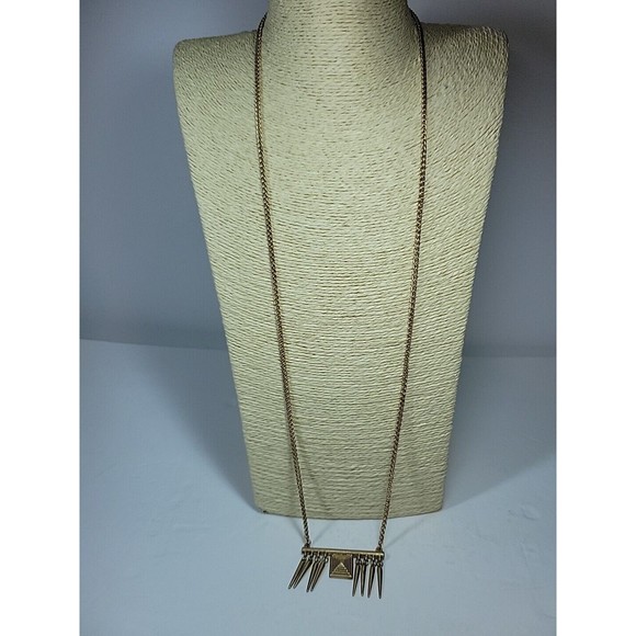 Banana Republic Necklace Gold Tone Spike Long Cable Etruscan Revival Spike - Picture 8 of 8